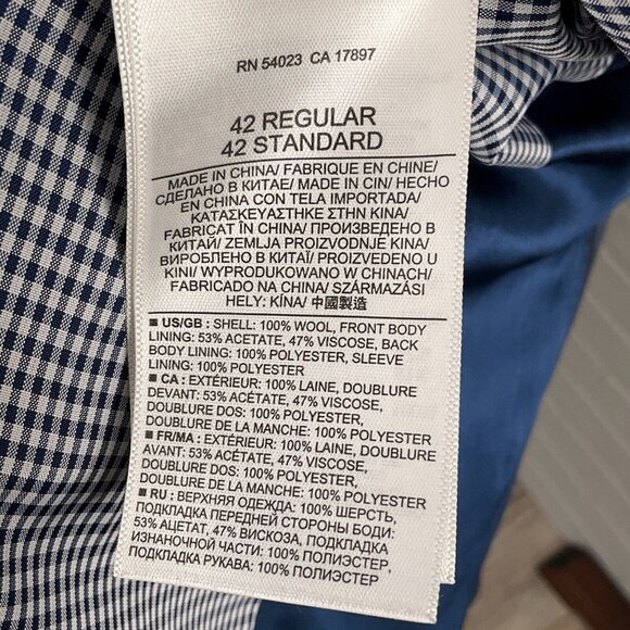 Marzotto Banana Republic Blazer Men 42R Blue Modern Slim Super 100s Wool Jacket - Picture 10 of 15